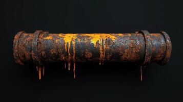 Rusty Pipe With Dripping Orange Paint photo