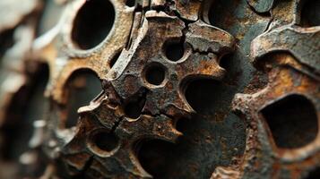 Rusted metal gears intricate detail close up photo