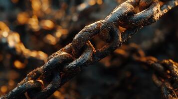A Close Up Of A Rusty Metal Chain photo