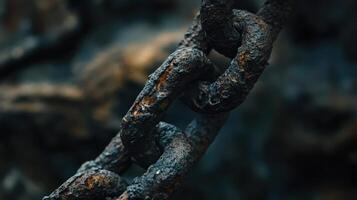 Rusted Metal Chain Links Close Up View photo