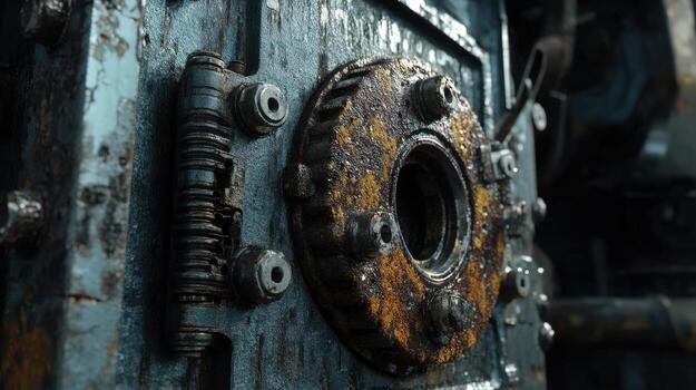 Rusted Industrial Machine Component Detail photo