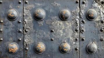 Weathered Metal Door With Decorative Bosses photo