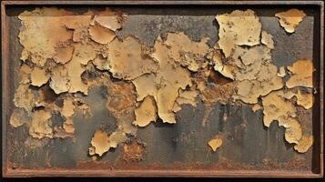 Rusted Metal Plate With Peeling Paint Showing Decay photo
