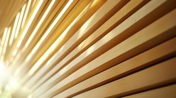Light illuminates parallel wooden slats creating a warm design photo