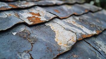 Weathered Slate Roof Showing Age And Rust photo