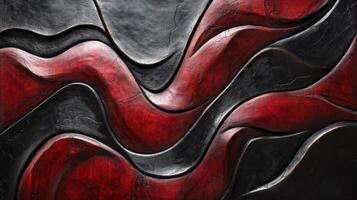 Abstract Red And Black Wave Carving Artwork photo