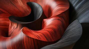 Abstract Wood Sculpture Red and Black Swirls photo