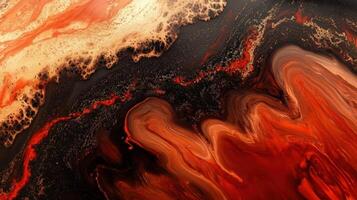 Abstract Fluid Art Red Gold Black Swirls photo