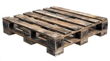 Weathered Wooden Pallet Isolated on White Background photo