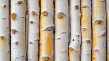 White and Yellow Birch Tree Trunks Texture photo
