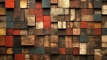 A Colorful Array Of Reclaimed Wooden Blocks photo