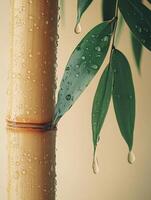 A bamboo tree with water droplets on it photo