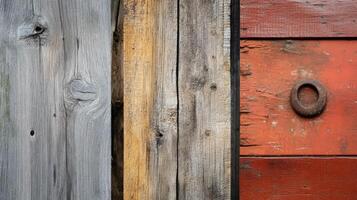 Weathered Wooden Planks With Metal Ring Detail photo