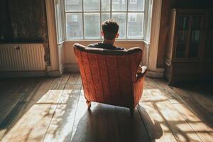 Reflecting on solitude in an empty room during a quiet afternoon photo