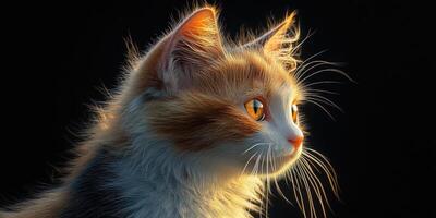 Cute calico kitten with bright eyes gazing in soft light photo