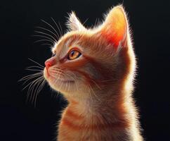 Cute orange tabby cat profile with bright eyes in studio lighting photo