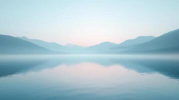 A lake with mountains in the background photo