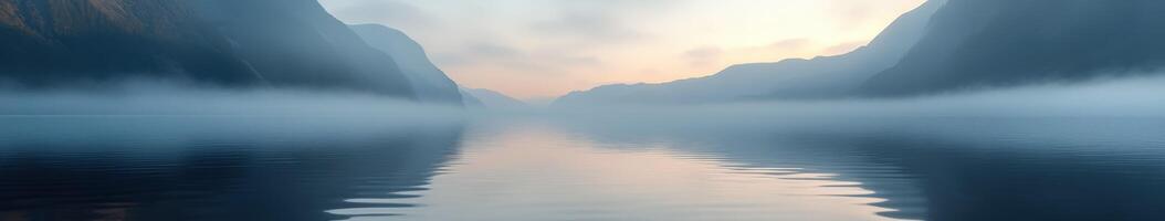 A river with fog and mountains in the background photo