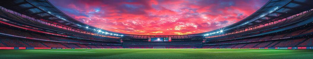 Spectacular sunset view over a large stadium during an event photo