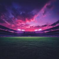 Stunning sunset over an empty stadium with vibrant colors photo