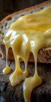 A piece of bread with cheese on it photo