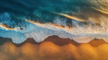 Colors of the shoreline at sunset along the coast photo