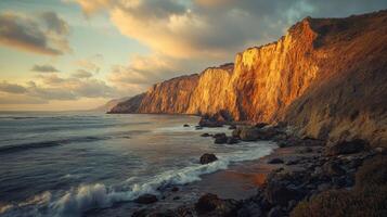 Sunset at the cliffs of morro bay, california photo