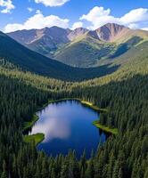 Beautiful mountain lake landscape photo