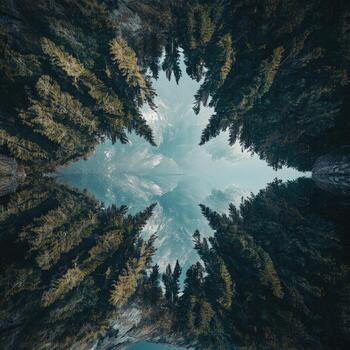 Forest canopy view captures nature photo