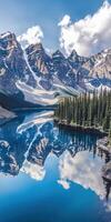 Mountain reflection on tranquil lake photo