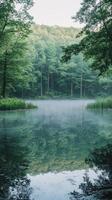 Calm morning at the serene lake photo