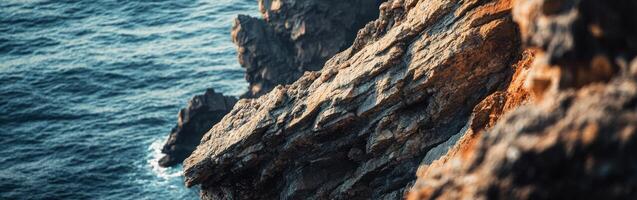 Coastal cliffs by the ocean photo
