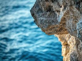 Coastal rock near tranquil waters photo
