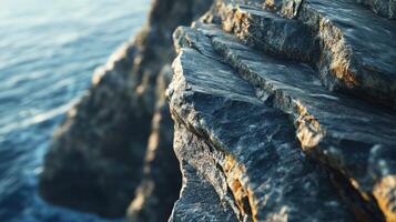 Rock formations by the ocean photo