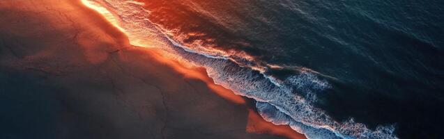 Sunset reflection on ocean waves photo