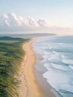 Calm ocean waves and shoreline photo