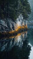 Serene coastal reflection at dusk photo