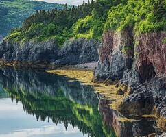 Coastal landscape with reflections photo