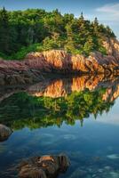 Scenic reflection on serene water photo