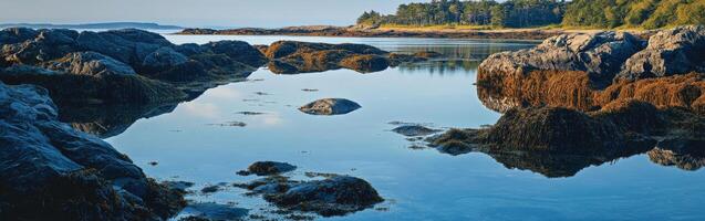 Serene coastal landscape at dawn photo