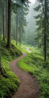 Winding path through serene forest photo
