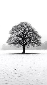 Lonely tree stands in winter photo