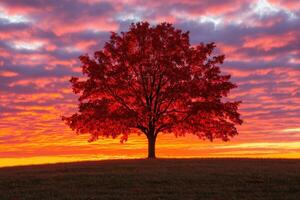 Sunset over a vibrant tree photo