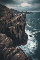 Rugged coastline with dramatic cliffs photo