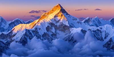 Majestic mountain peak at dawn photo