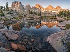 Serene reflection in the mountains photo
