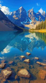 Beautiful mountain lake with reflection photo