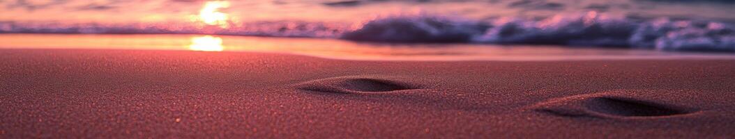 Sunset reflection on sandy shore photo