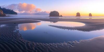Beautiful twilight at the beach photo