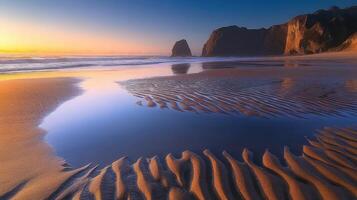 Serene sunset at the coast photo